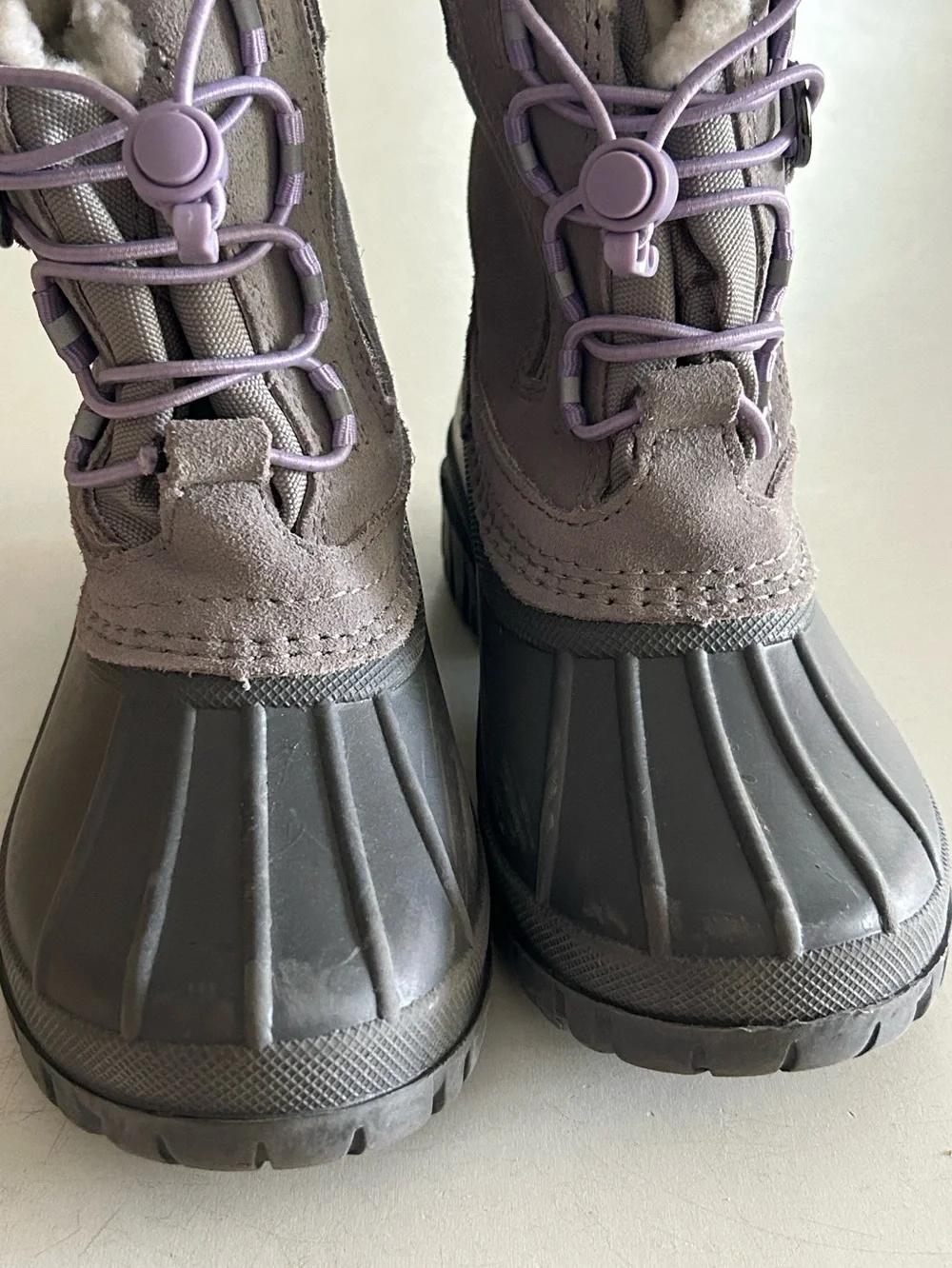 Lands' End Winter Snow Boots in Gray and Lavender | 12 girls